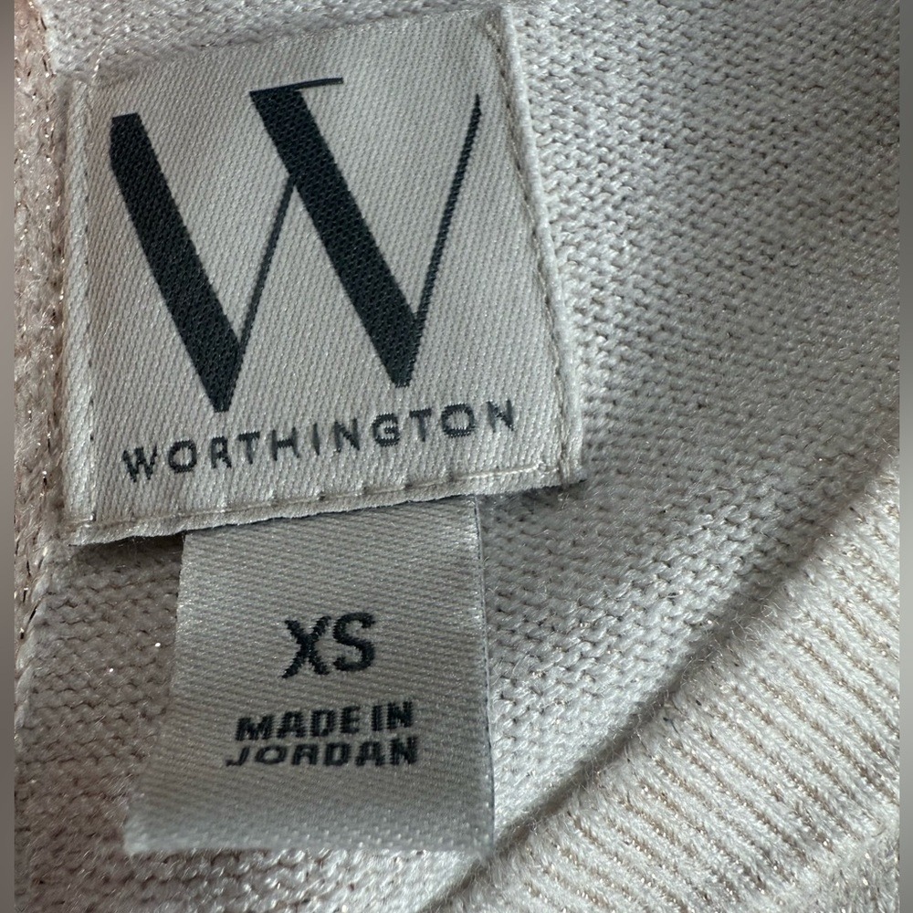 Worthington Champagne Metallic Sleeveless Sweater Shell Keyhole Back XS NWT - Picture 6 of 8